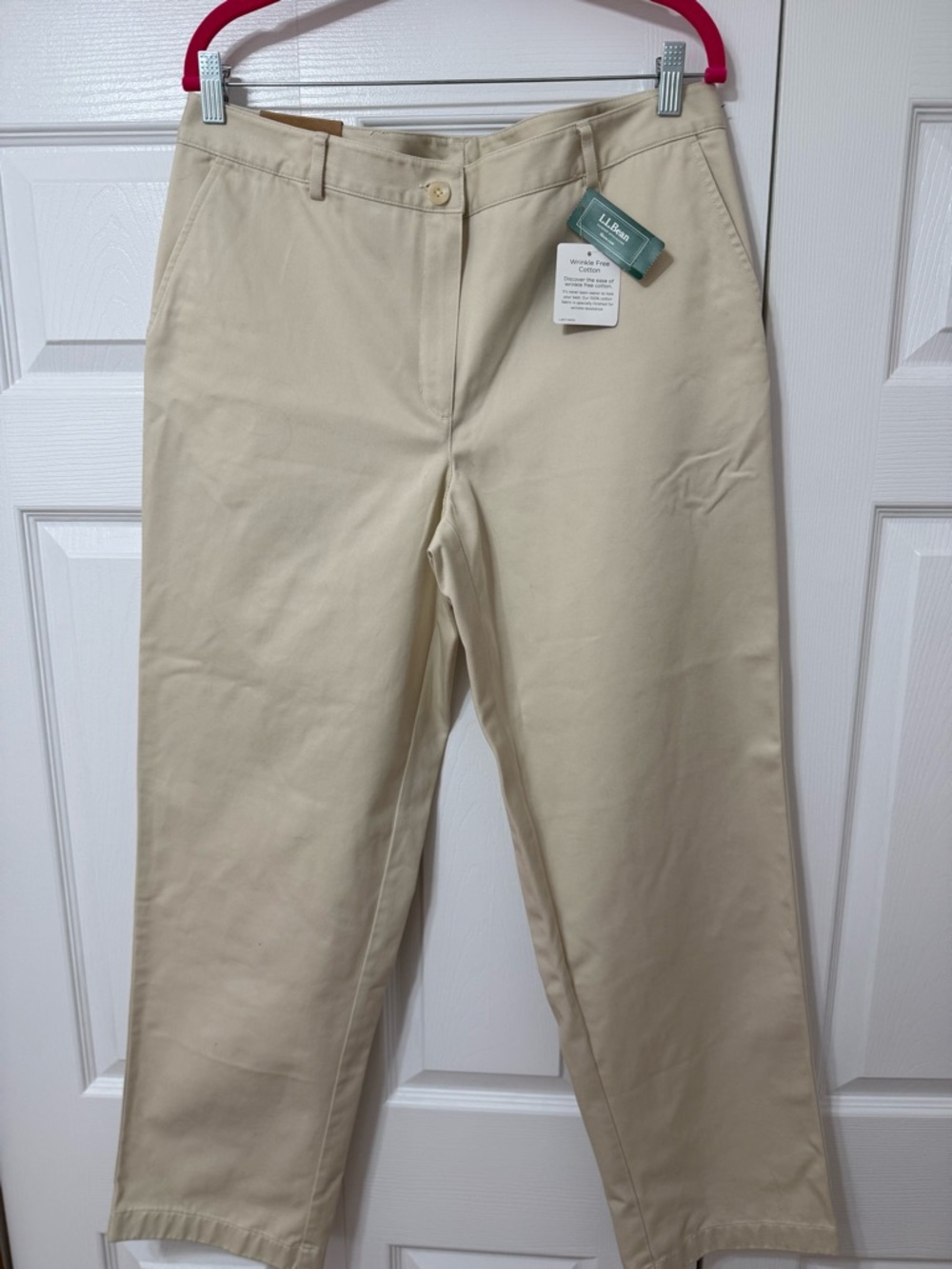 L.L.Bean Khaki Classic Straight Cotton Pants - Cream Sz 14